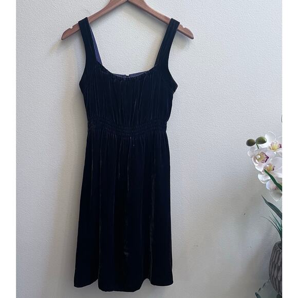 Anthropologie Odille Silk Blend Purple Velvet Midi Dress Women's 6 Whimsigoth‎ - Picture 1 of 7